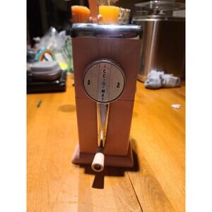 Vintage Atomic Pink Ice-O-Mat 1950s Hand Crank Ice Crusher Rival